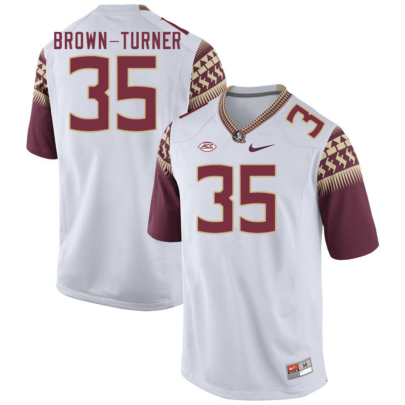 Men #35 Dylan Brown-Turner Florida State Seminoles College Football Jerseys Stitched Sale-White